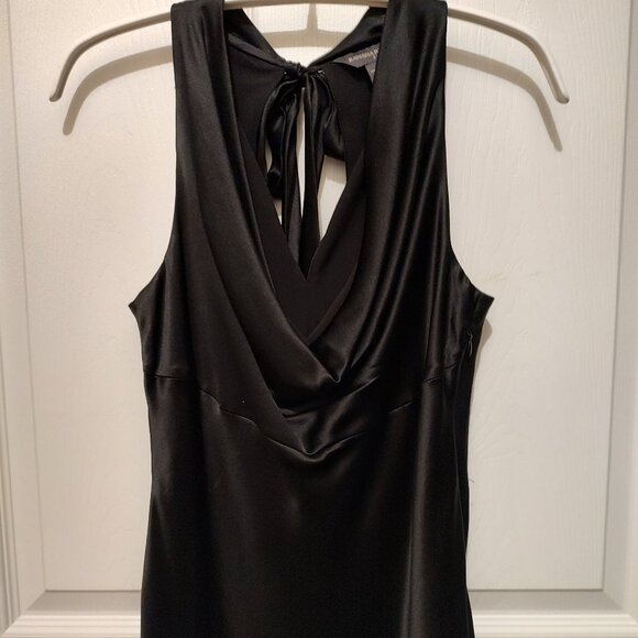BANANA REPUBLIC DRAPED COWL NECK TANK 100% SILK SLVLS LINED BLACK NWOT SMALL - Picture 4 of 7